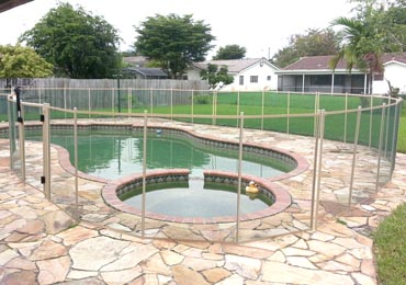 Green/Beige Pool Fence