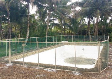 Green/Beige Pool Fence